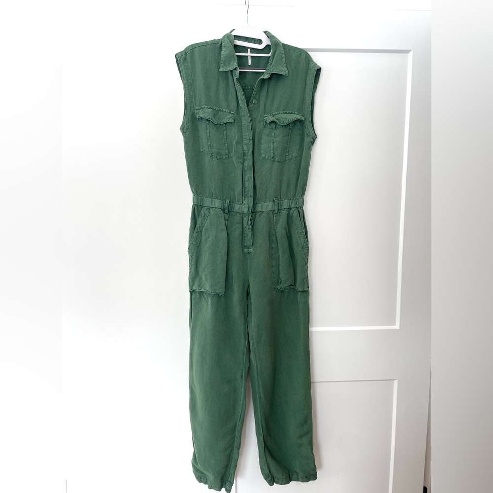 YFB Sleeveless Every Washed Green Jumpsuit - Small